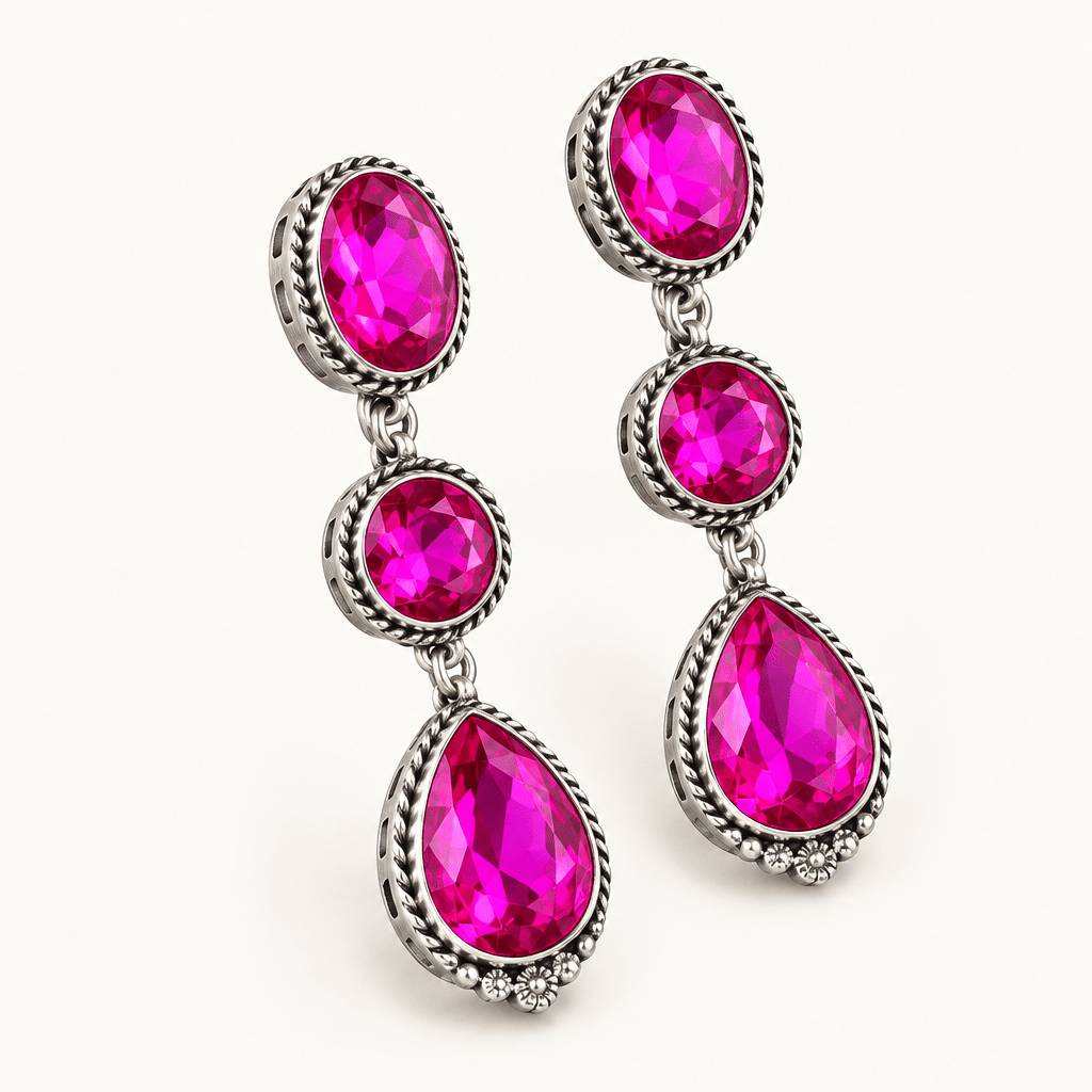 3 Tier Turquoise Stone Drop Earrings - Bella Blossom Boutique