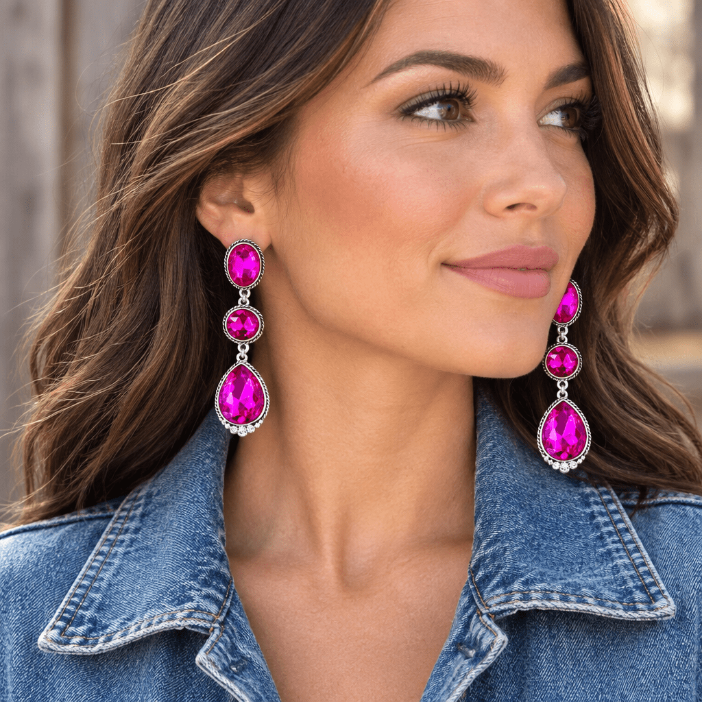 3 Tier Turquoise Stone Drop Earrings - Bella Blossom Boutique