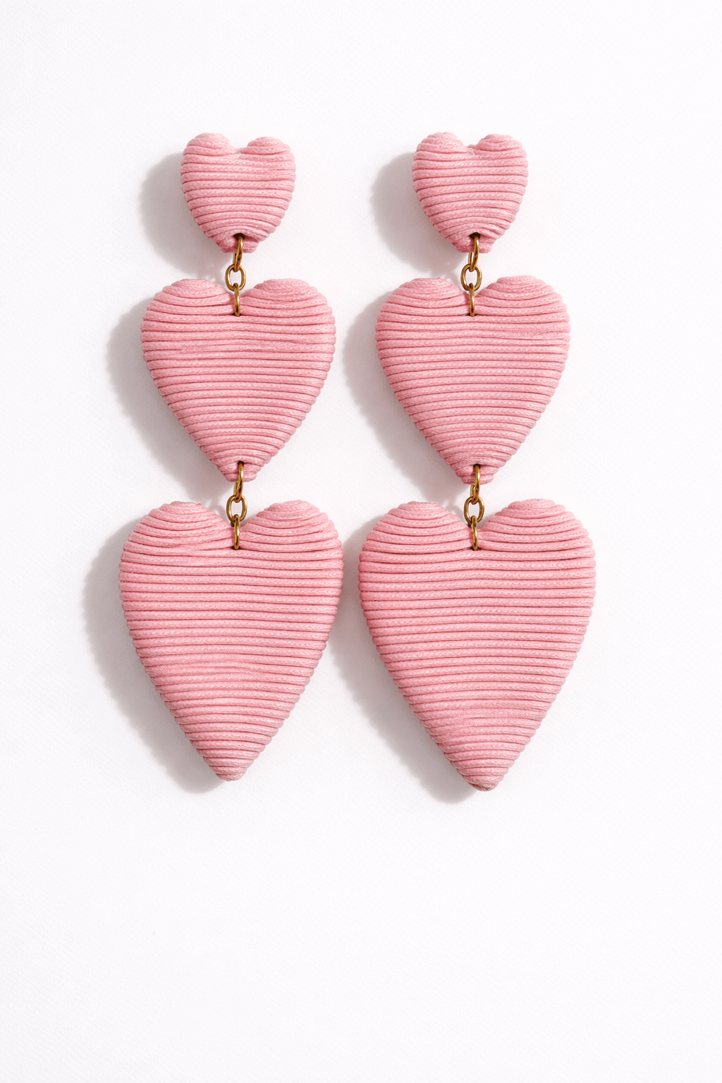 Amora Pink Tiered Heart Dangle Earrings - Boutique Statement Jewelry - Bella Blossom Boutique
