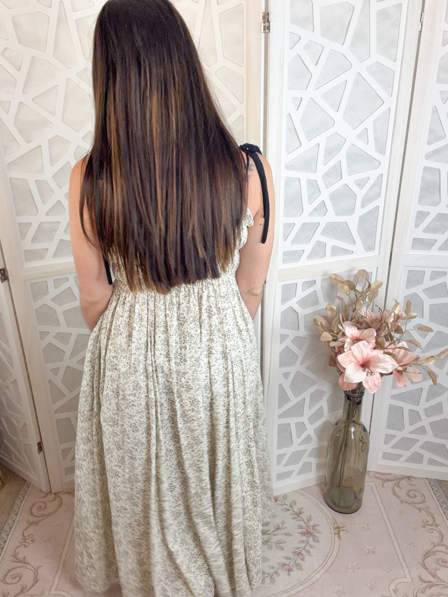 Aria Floral Contrast Trim Maxi Dress - Bella Blossom Boutique