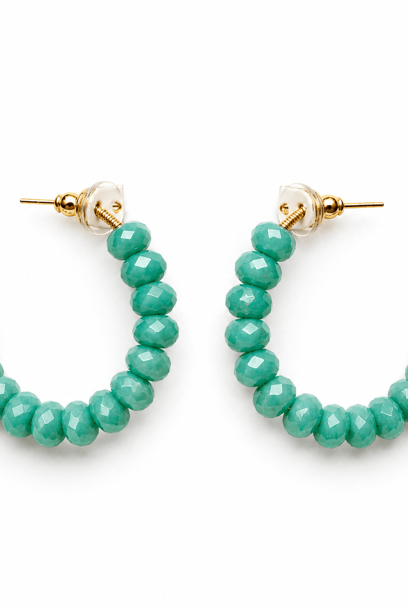 Artisan Turquoise Beaded Hoop Earrings – Lightweight Boho Statement Jewelry - Bella Blossom Boutique