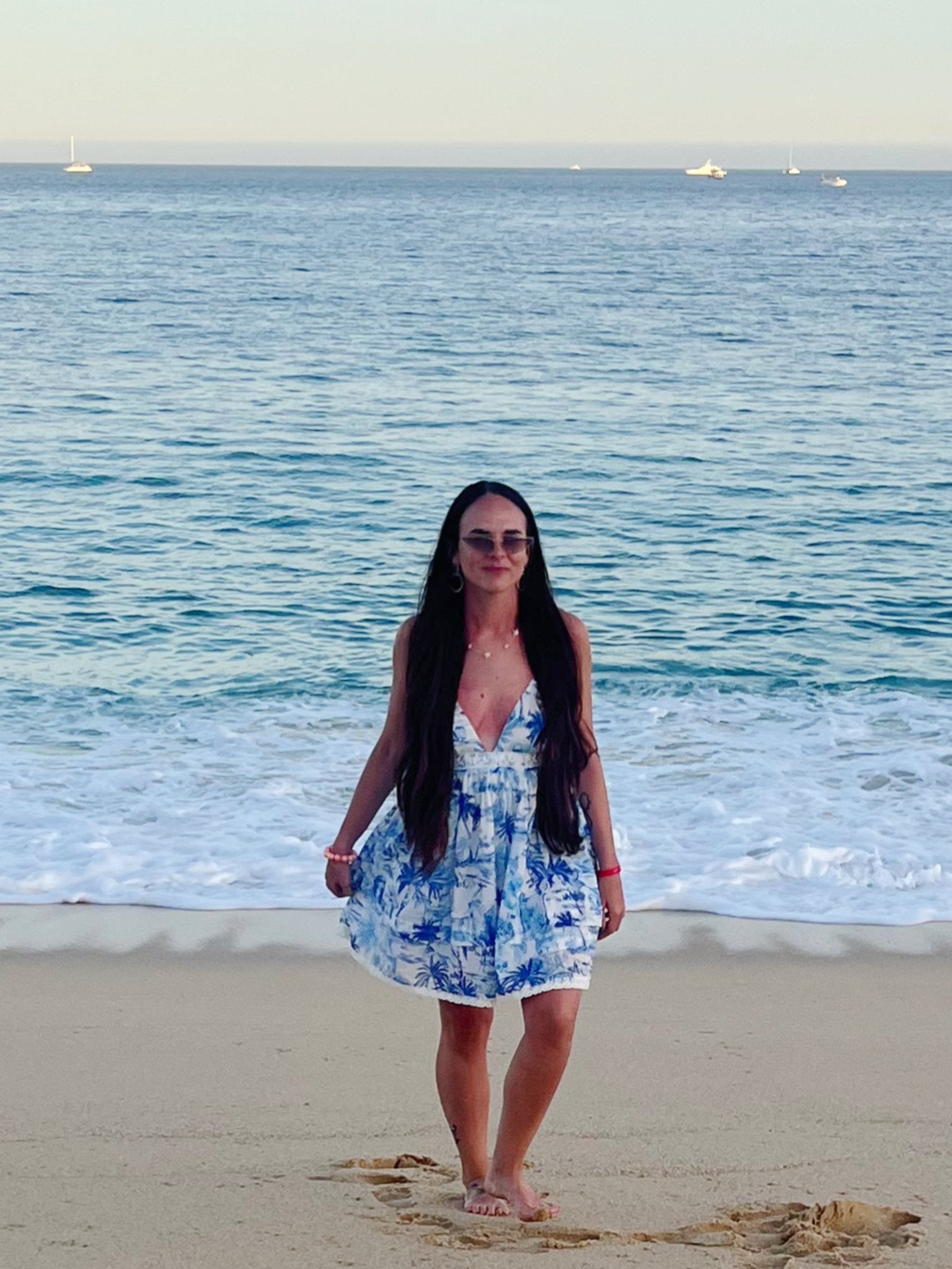 Azure Palm Lace Mini Dress | Tropical Summer Sundress - Bella Blossom Boutique