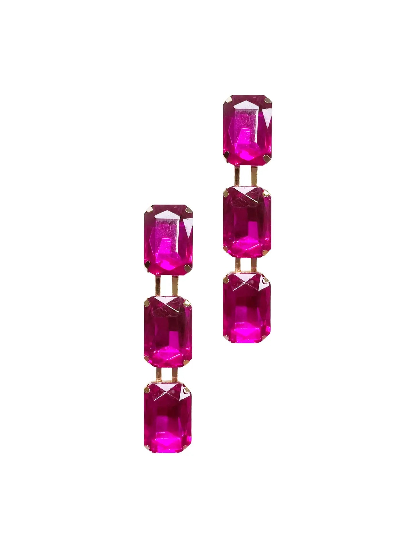 Barbiecore Fuchsia Square Drop Statement Earrings - Bella Blossom Boutique