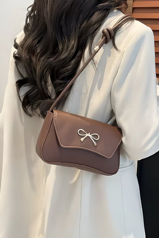 Bella Bow Underarm Shoulder Bag – Chic Gold Accent Baguette Purse - Bella Blossom Boutique