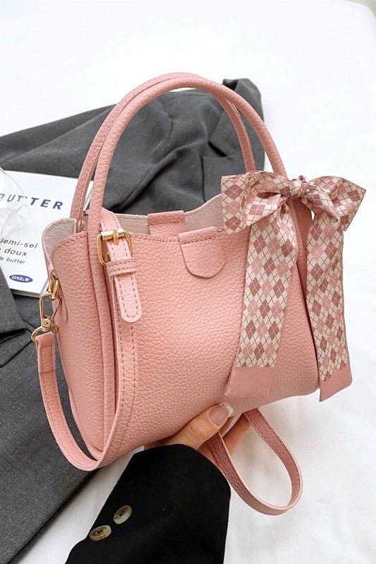 Bella Luxury Scarf - Accent Vegan Leather Handbag - Bella Blossom Boutique