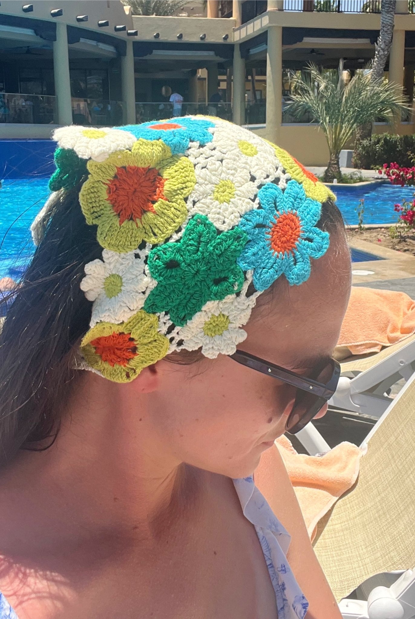 Boho Floral Crochet Headband – Hand - Stitched Flower Hair Wrap - Bella Blossom Boutique