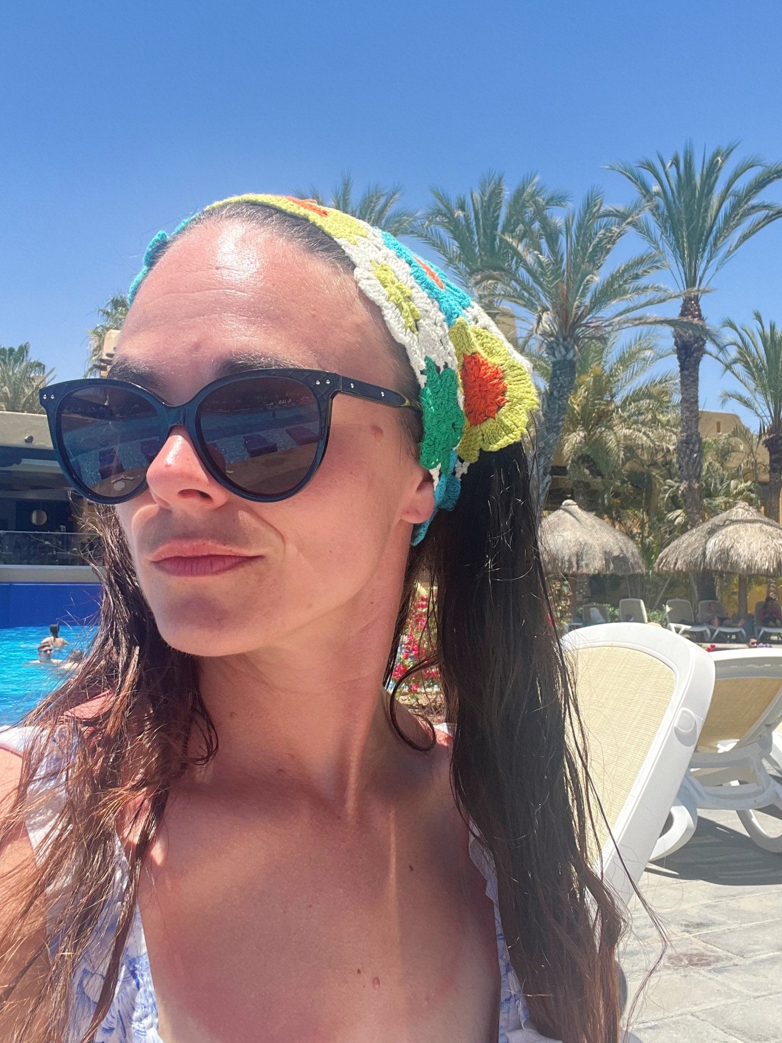 Boho Floral Crochet Headband – Hand - Stitched Flower Hair Wrap - Bella Blossom Boutique