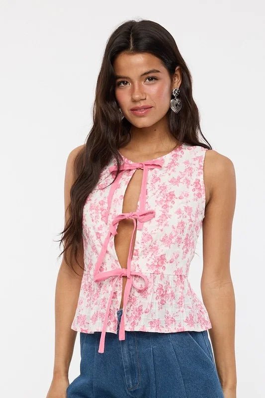 Boho Floral Tie - Front Summer Beach Vest - Bella Blossom Boutique