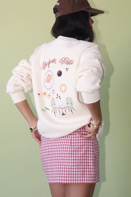 Bonjour Bébé Café Au Lait Oversized Sweatshirt - Bella Blossom Boutique