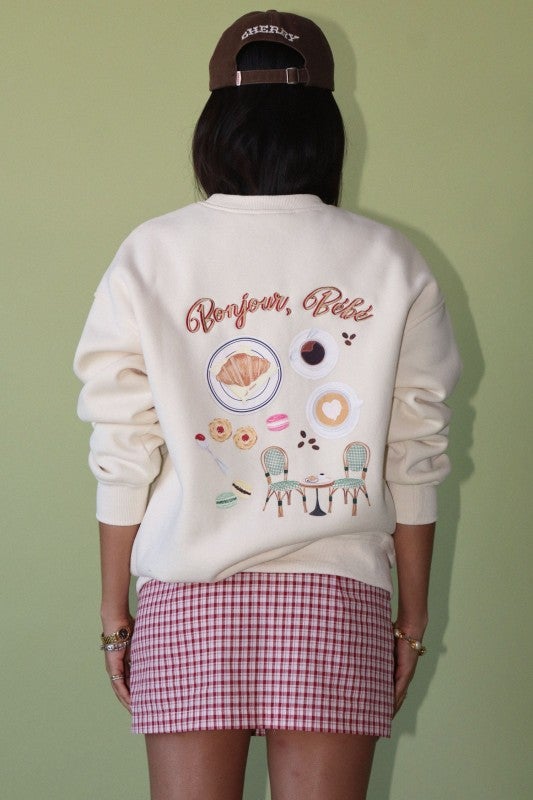 Bonjour Bébé Café Au Lait Oversized Sweatshirt - Bella Blossom Boutique