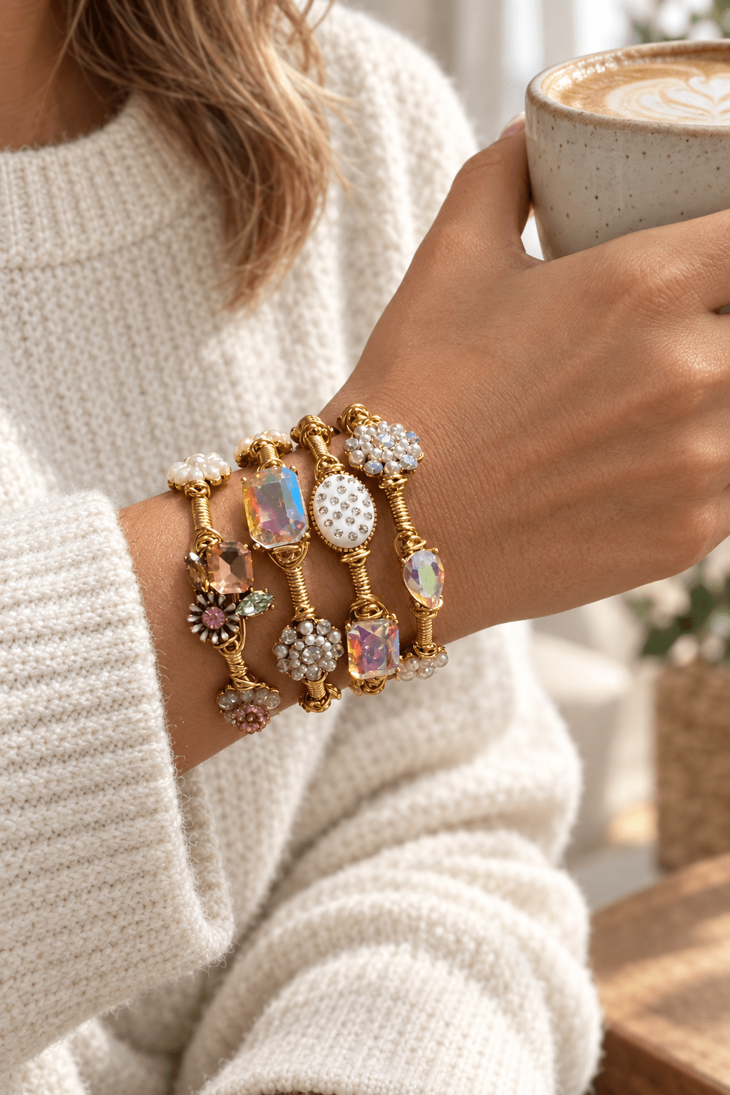 Brass Bejeweled Bangles - Bella Blossom Boutique