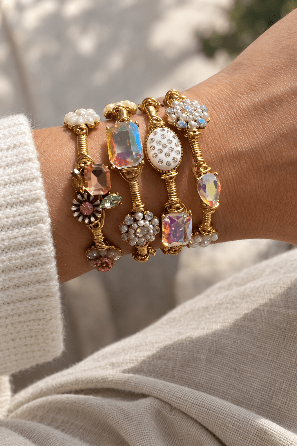 Brass Bejeweled Bangles - Bella Blossom Boutique