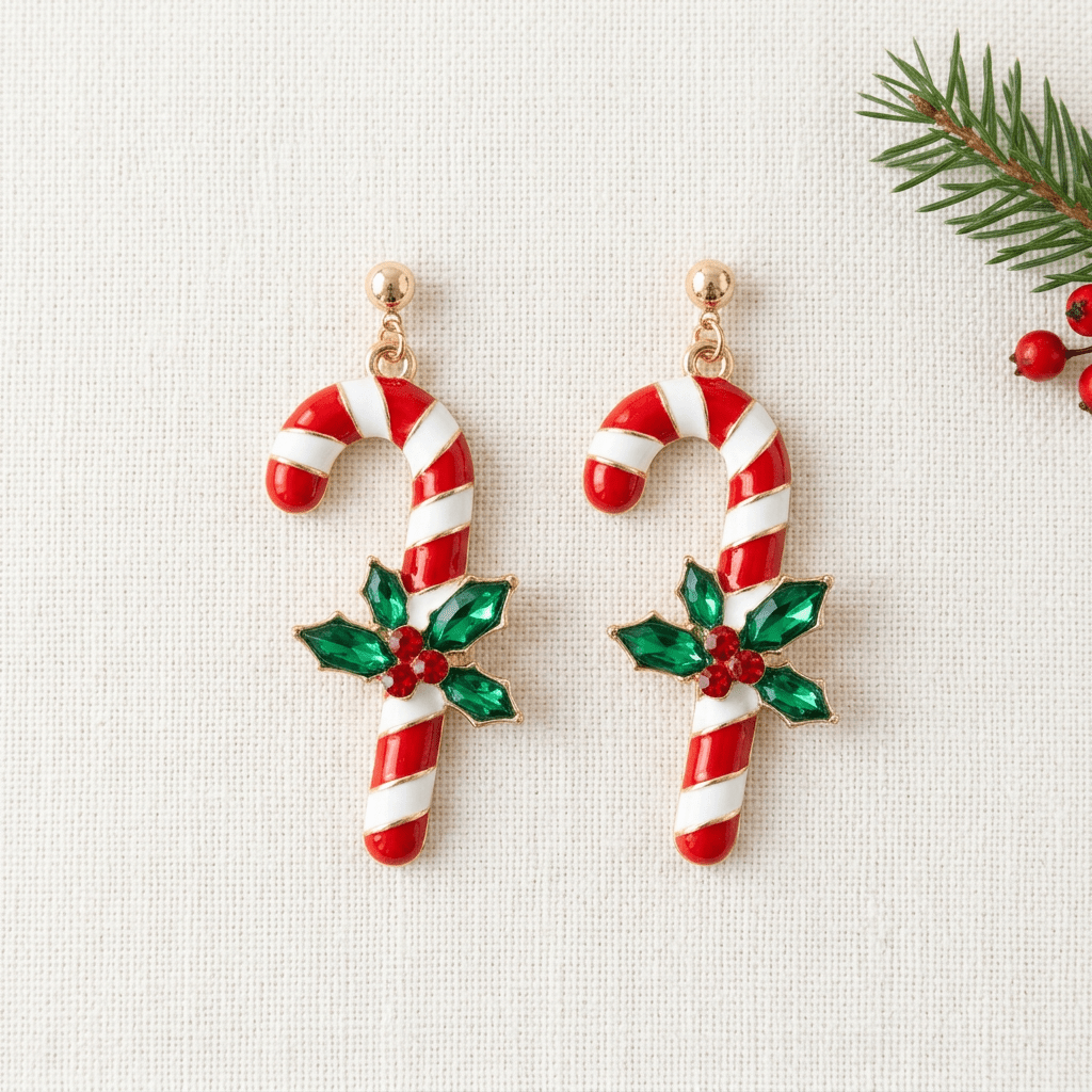 Candy Cane Dangle Earrings - Bella Blossom Boutique