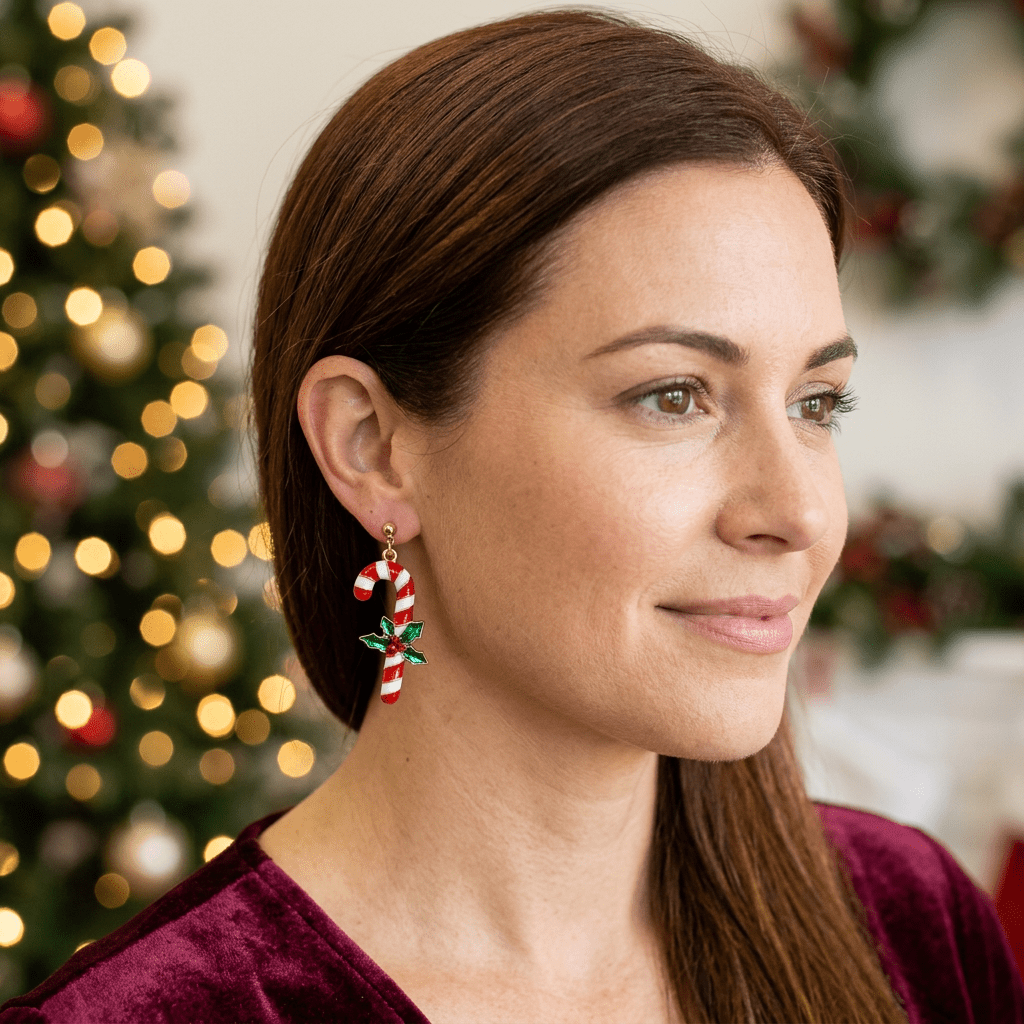 Candy Cane Dangle Earrings - Bella Blossom Boutique