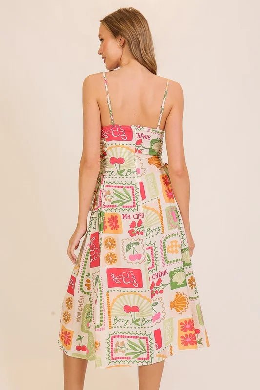 Cheri Vintage Floral Lace - Up Midi Dress - Bella Blossom Boutique