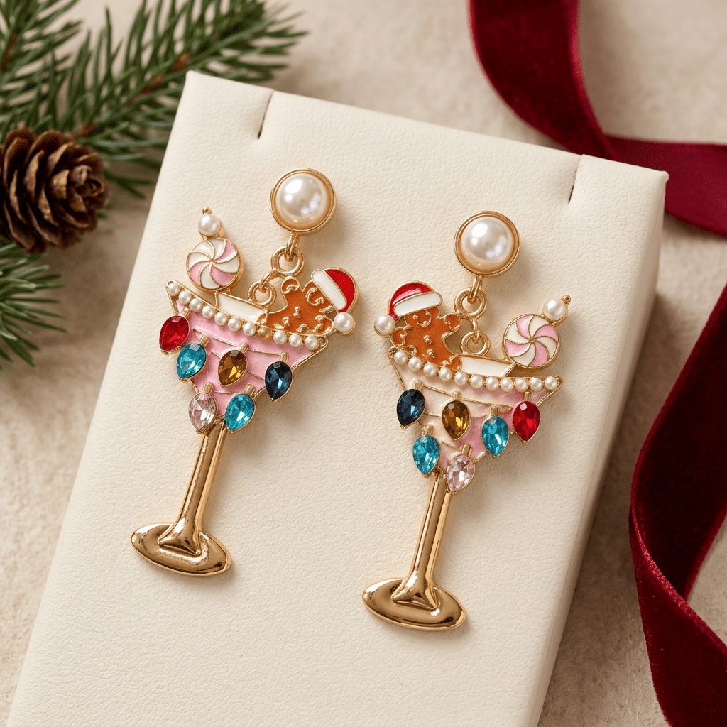 Christmas Martini Earrings - Bella Blossom Boutique