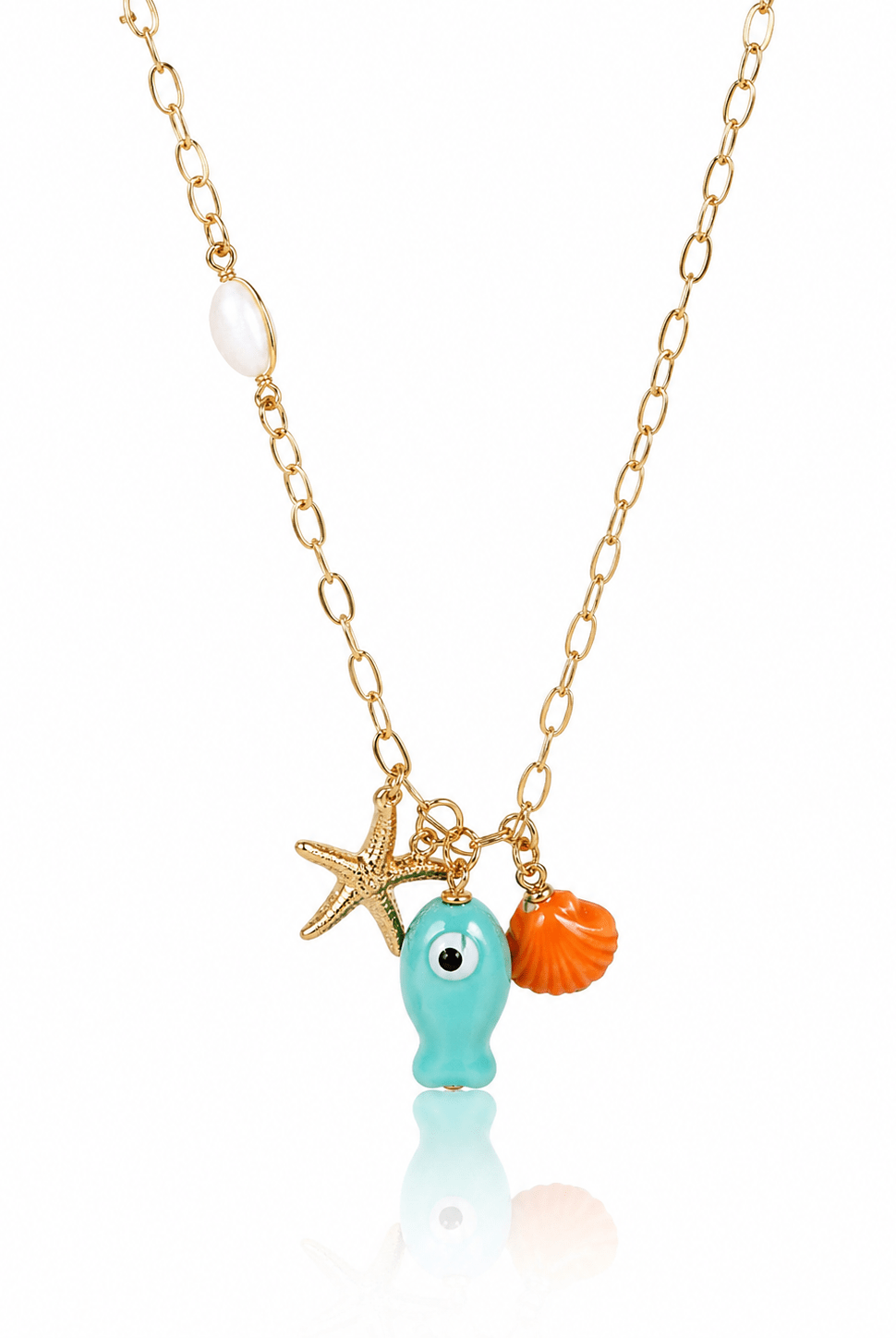Coastal Charm Sea Life Necklace – Gold Starfish & Ocean Jewel Pendant - Bella Blossom Boutique