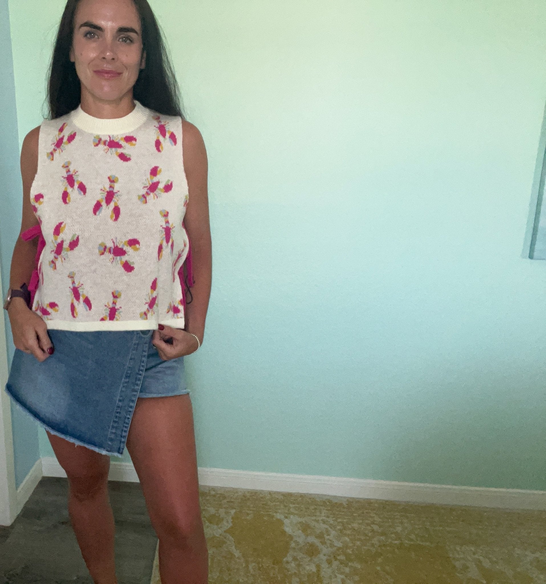 Coastal Chic Lobster Side - Tie Knit Top - Bella Blossom Boutique