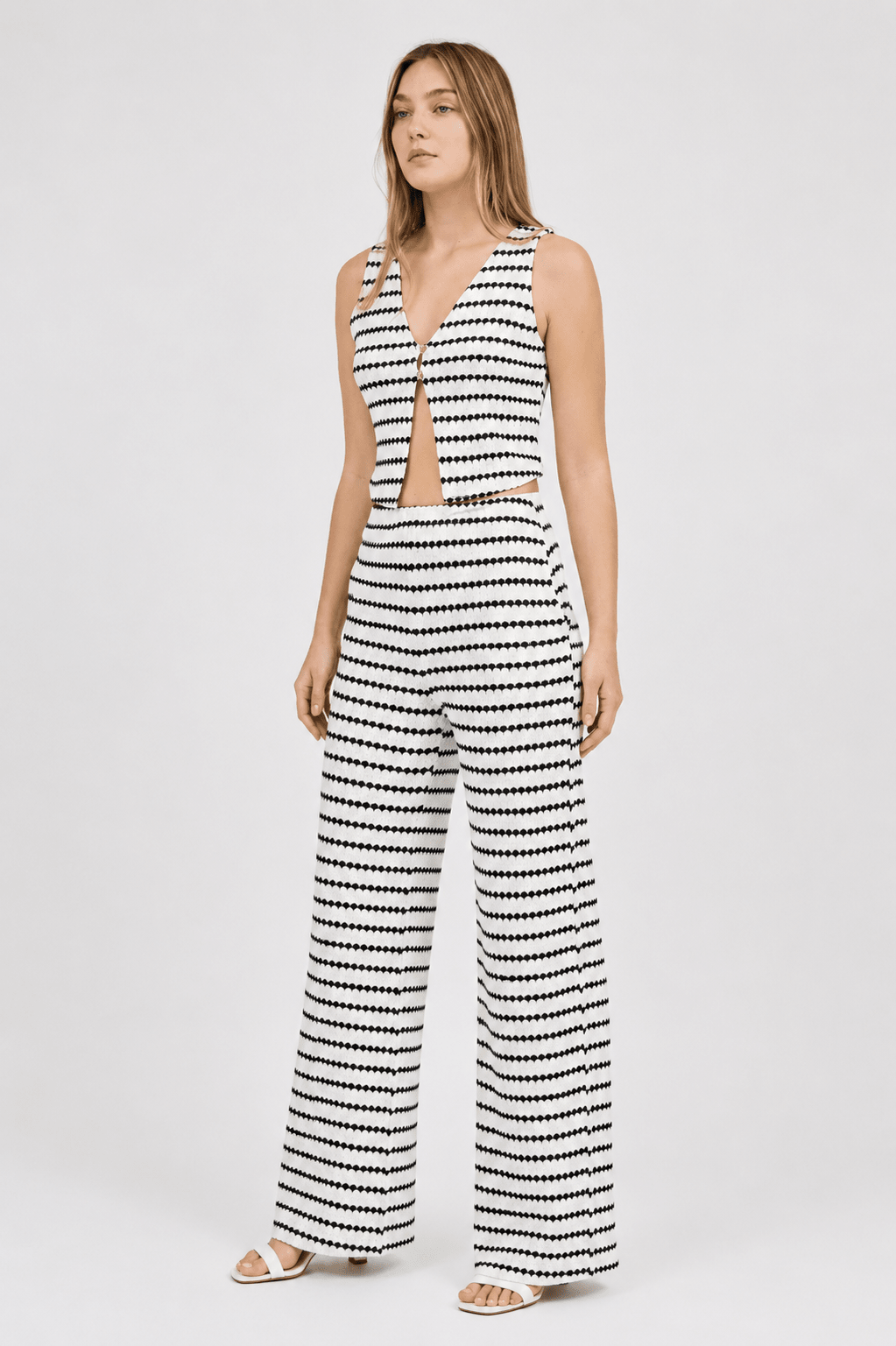 Coastal Chic Striped Knitted Vest & Pant Set - Bella Blossom Boutique