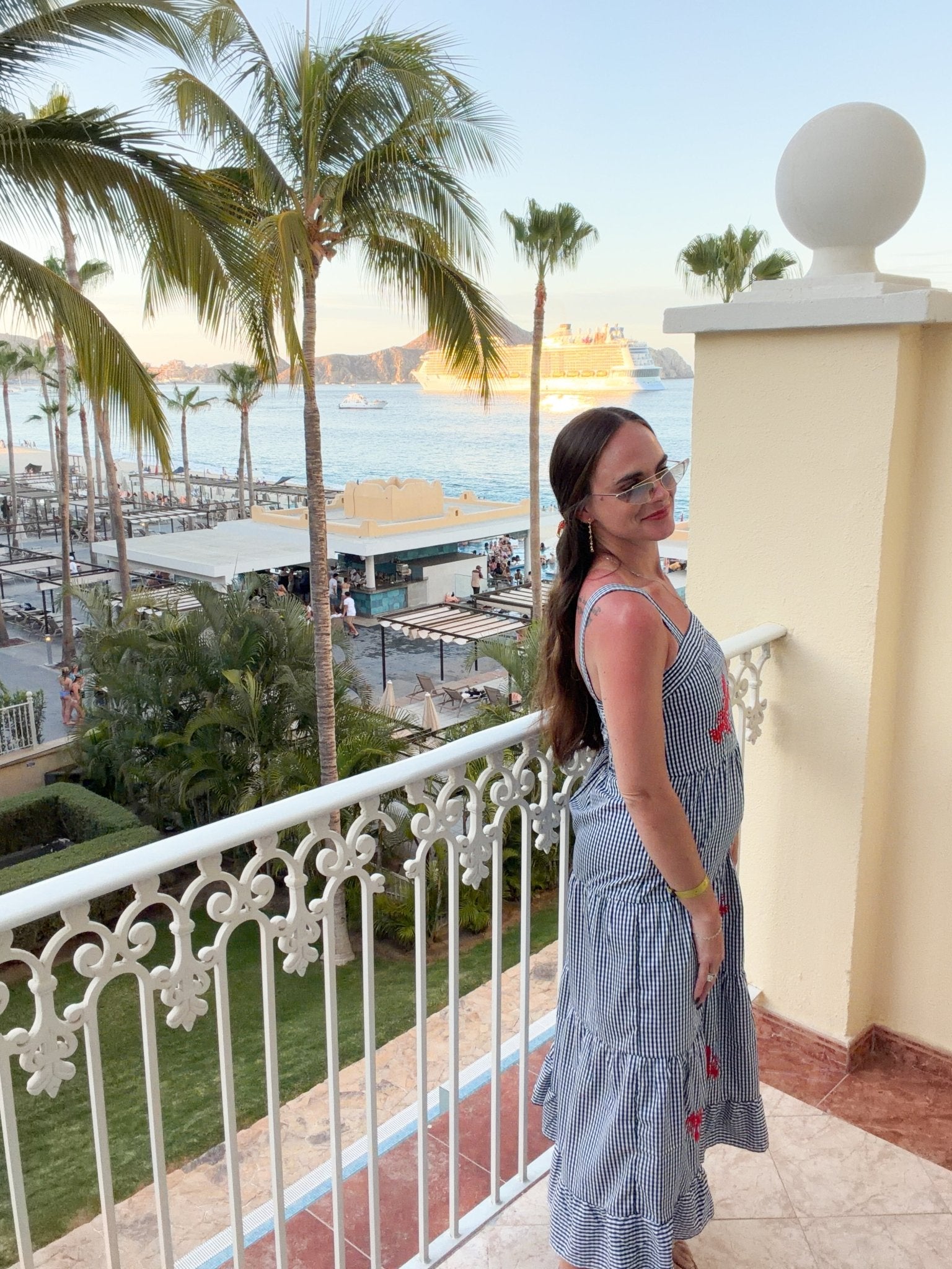Coastal Embroidered Lobster Gingham Tiered Midi Dress - Bella Blossom Boutique