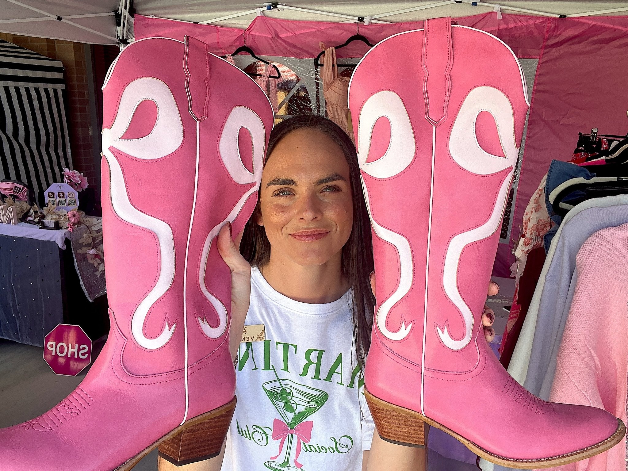 Coquette Hot Pink Ribbon Bow Cowboy Boots | Tall Western Statement Boots - Bella Blossom Boutique