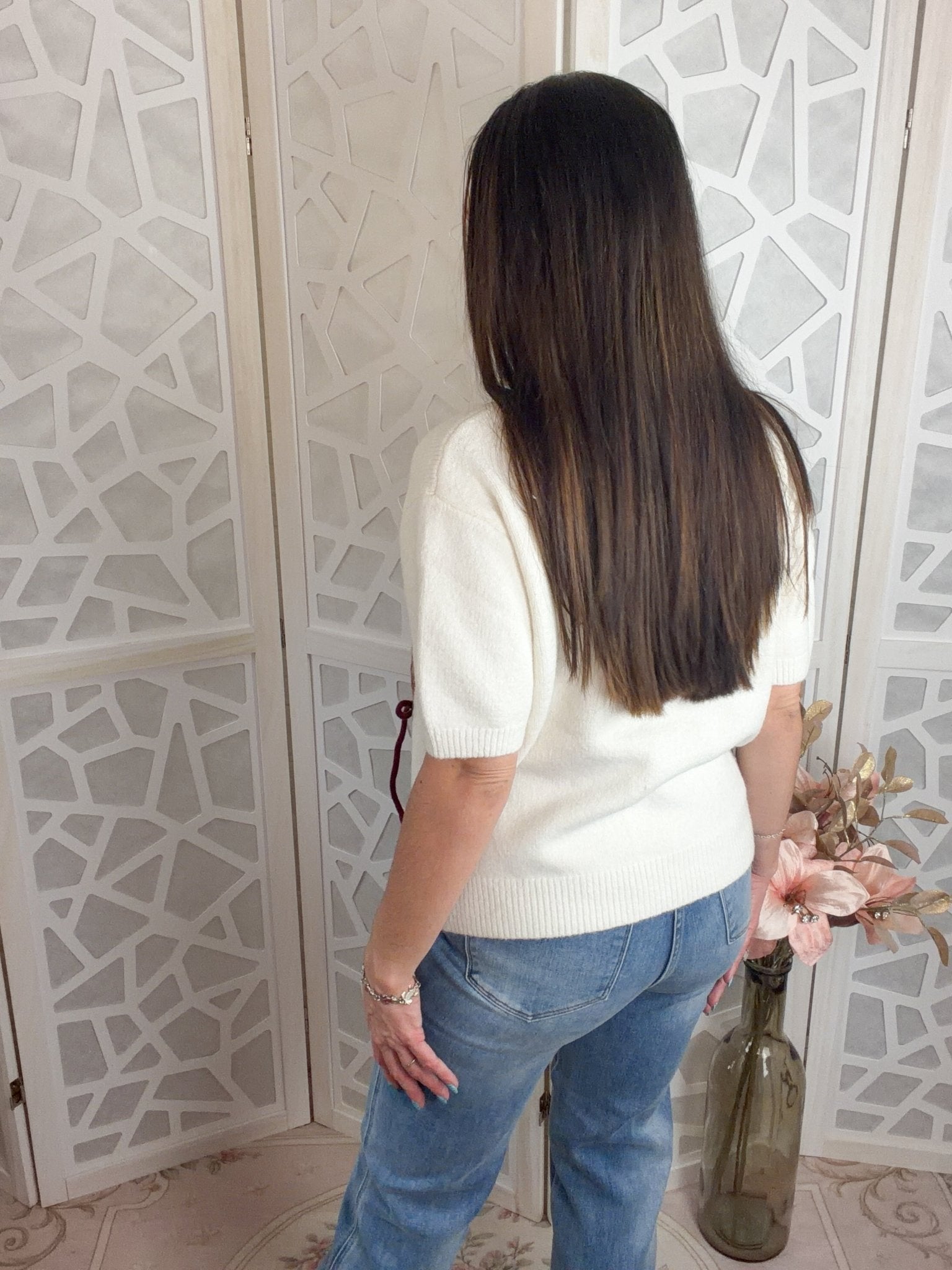 Cozy Teddy Bear Bow Button - Down Knit Sweater Top - Bella Blossom Boutique