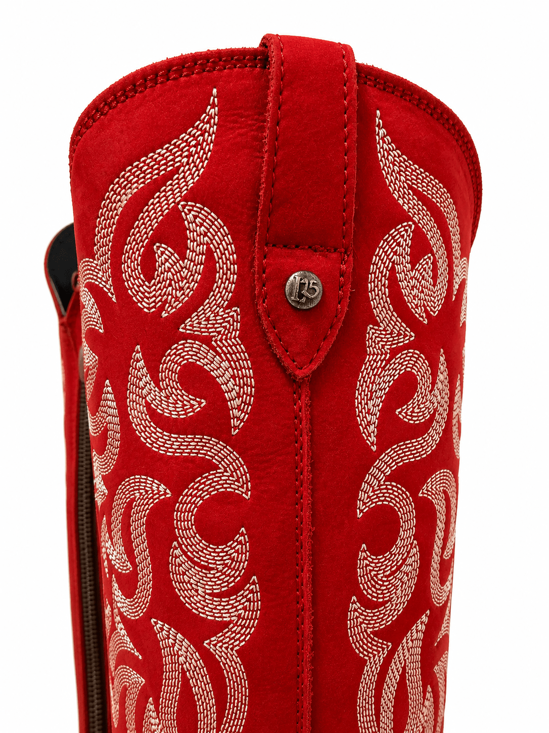 Crimson Luxe: Authentic Red Leather Embroidered Cowgirl Boots - Bella Blossom Boutique
