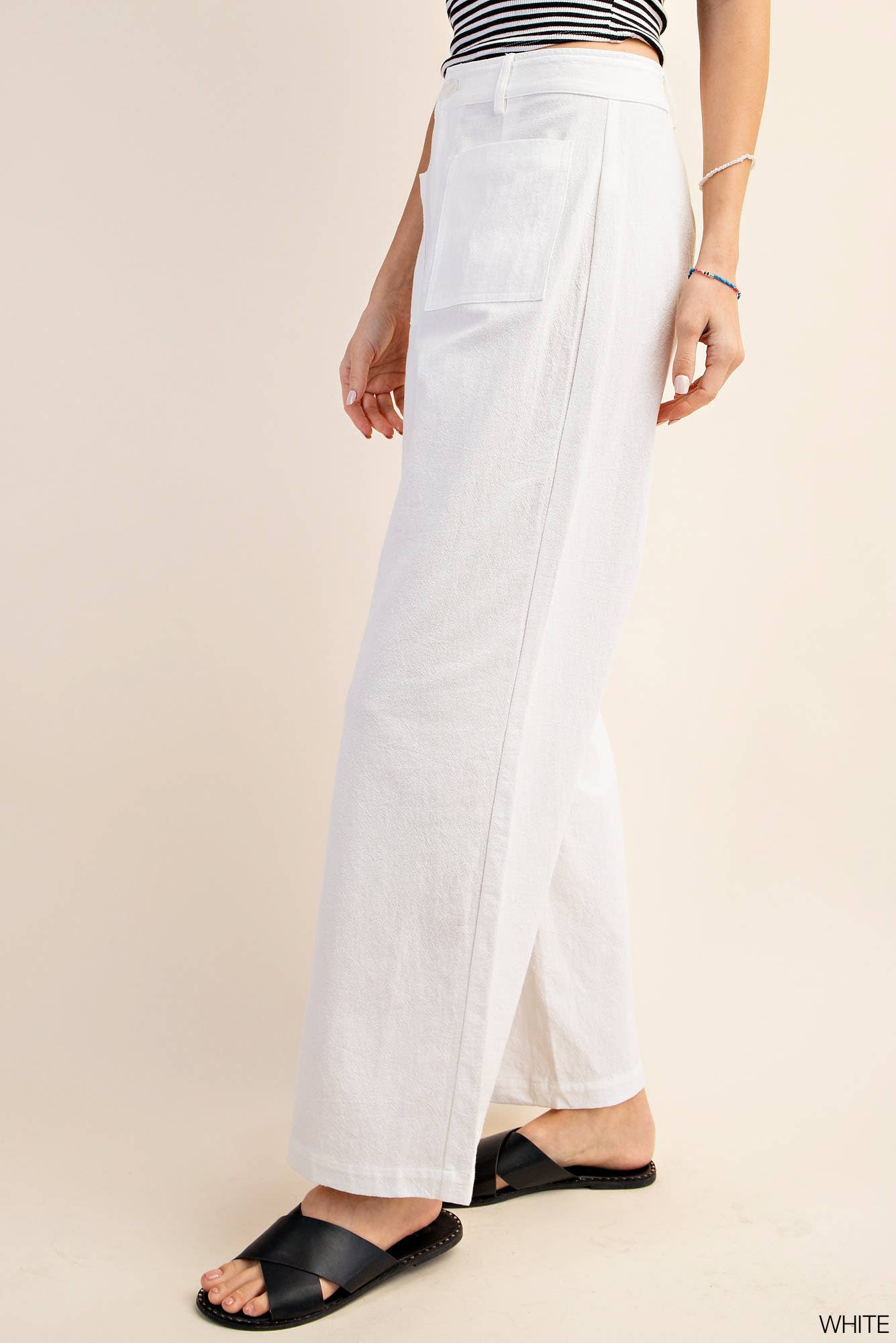 Electra Lightweight Wide - Leg Pants with Utility Pockets - Bella Blossom Boutique