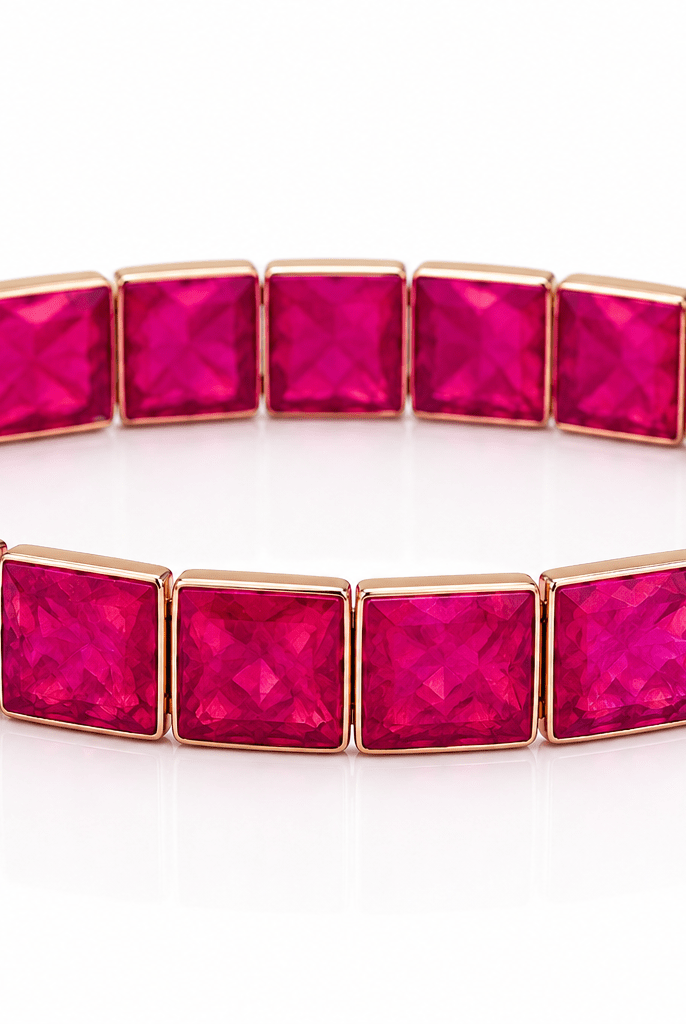 Electric Pink Geometric Square Stretch Bracelet - Bella Blossom Boutique