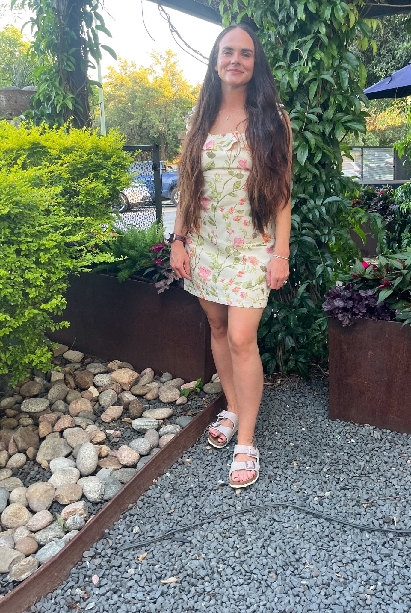 Everly Botanical Ruffle Mini Dress – Romantic Floral Garden Style - Bella Blossom Boutique