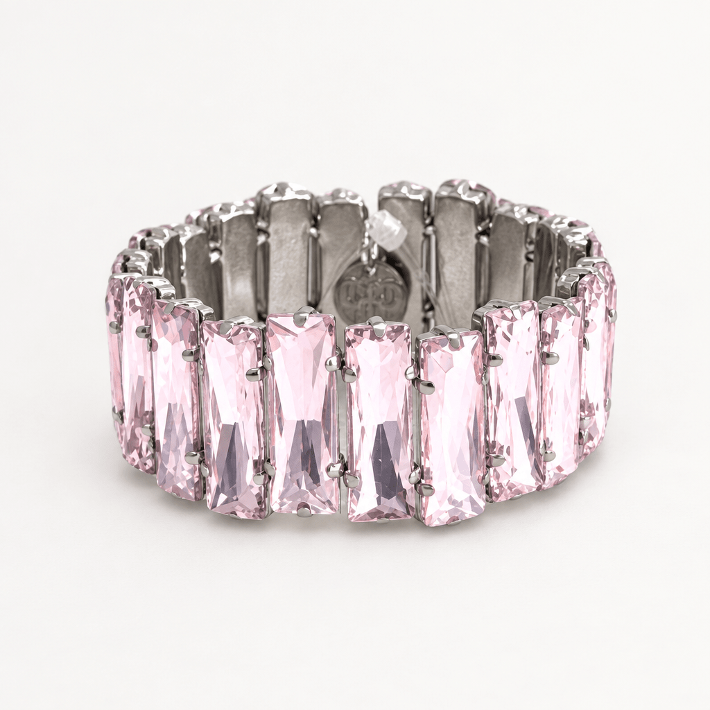 Faceted Rectangle Rhinestone Stretch Bracelet - Bella Blossom Boutique