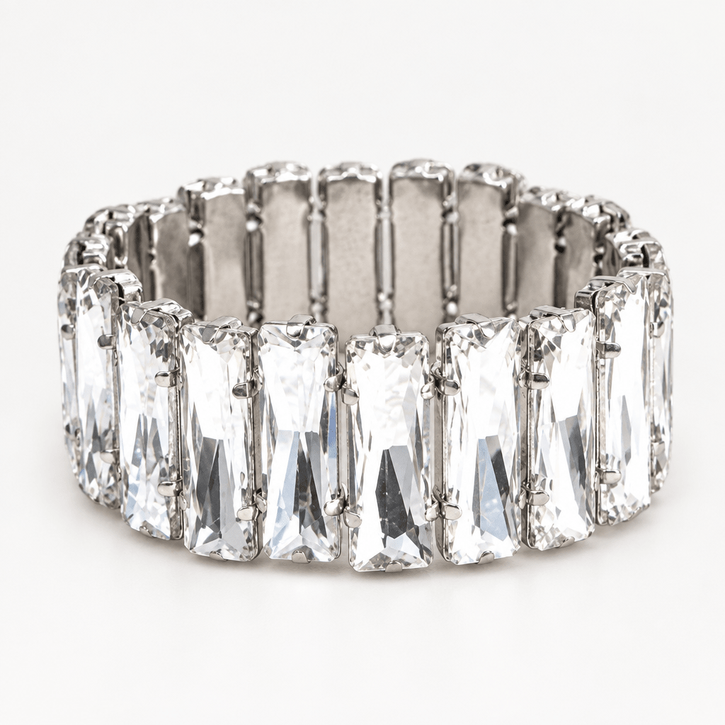 Faceted Rectangle Rhinestone Stretch Bracelet - Bella Blossom Boutique