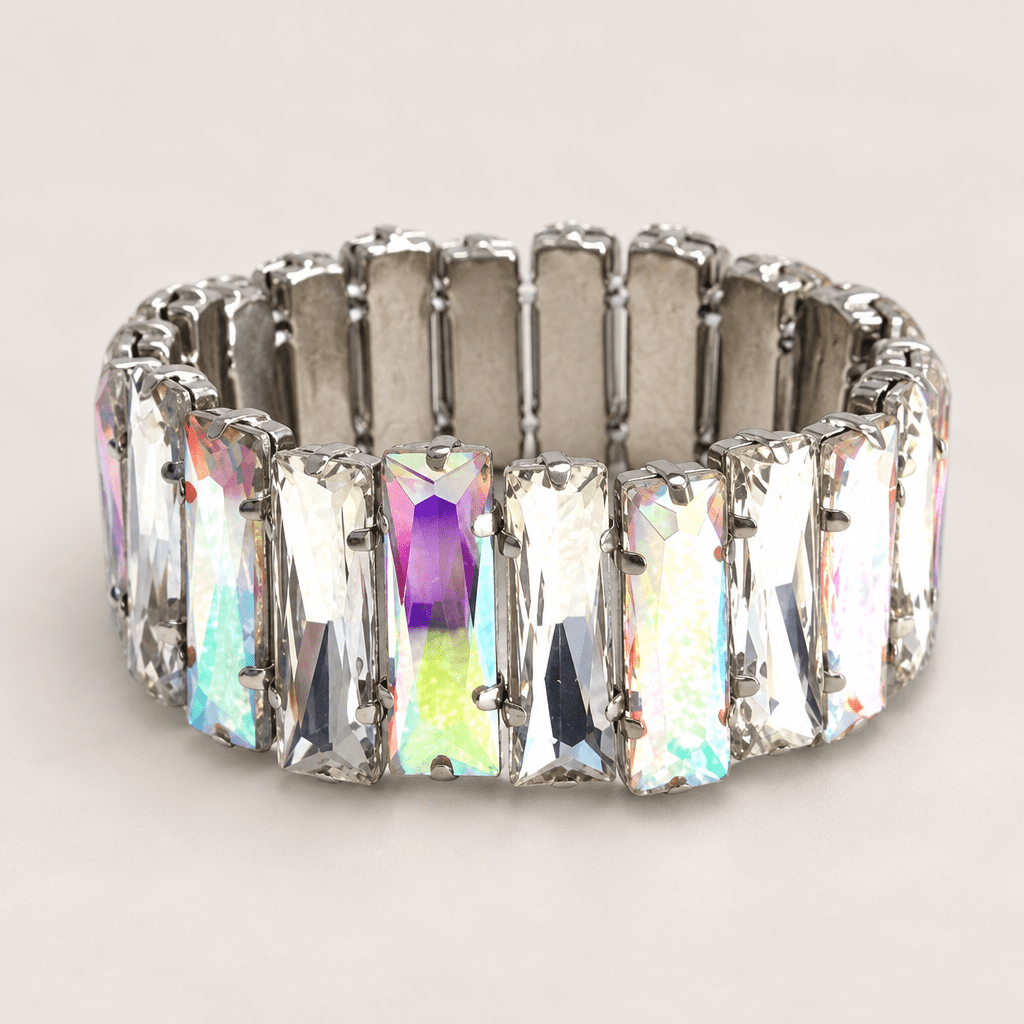 Faceted Rectangle Rhinestone Stretch Bracelet - Bella Blossom Boutique