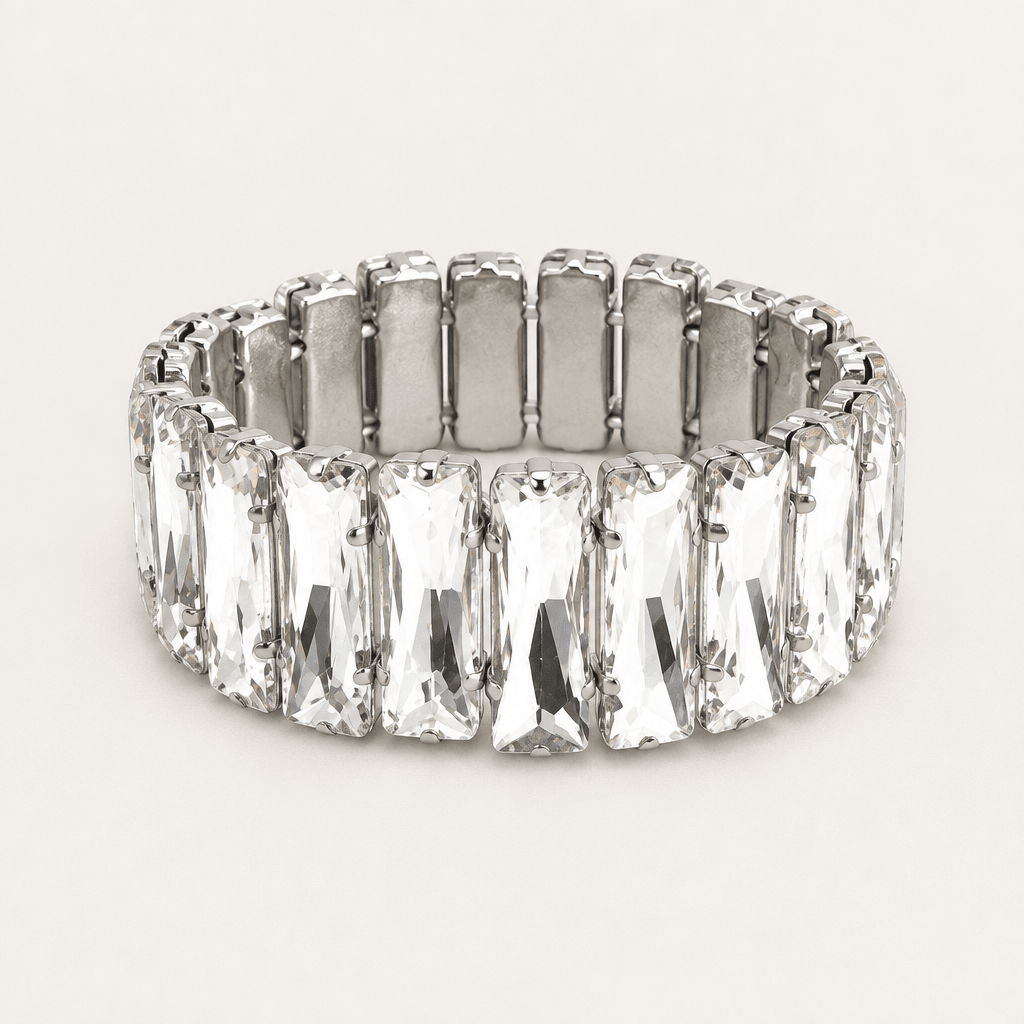 Faceted Rectangle Rhinestone Stretch Bracelet - Bella Blossom Boutique