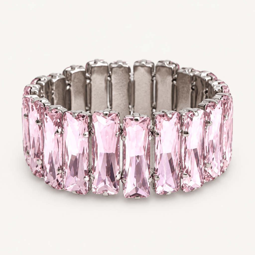 Faceted Rectangle Rhinestone Stretch Bracelet - Bella Blossom Boutique