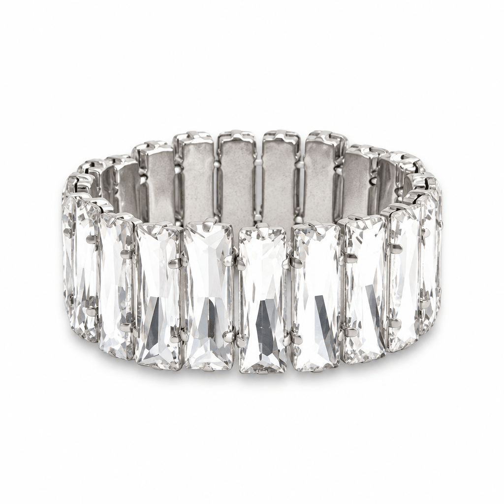 Faceted Rectangle Rhinestone Stretch Bracelet - Bella Blossom Boutique