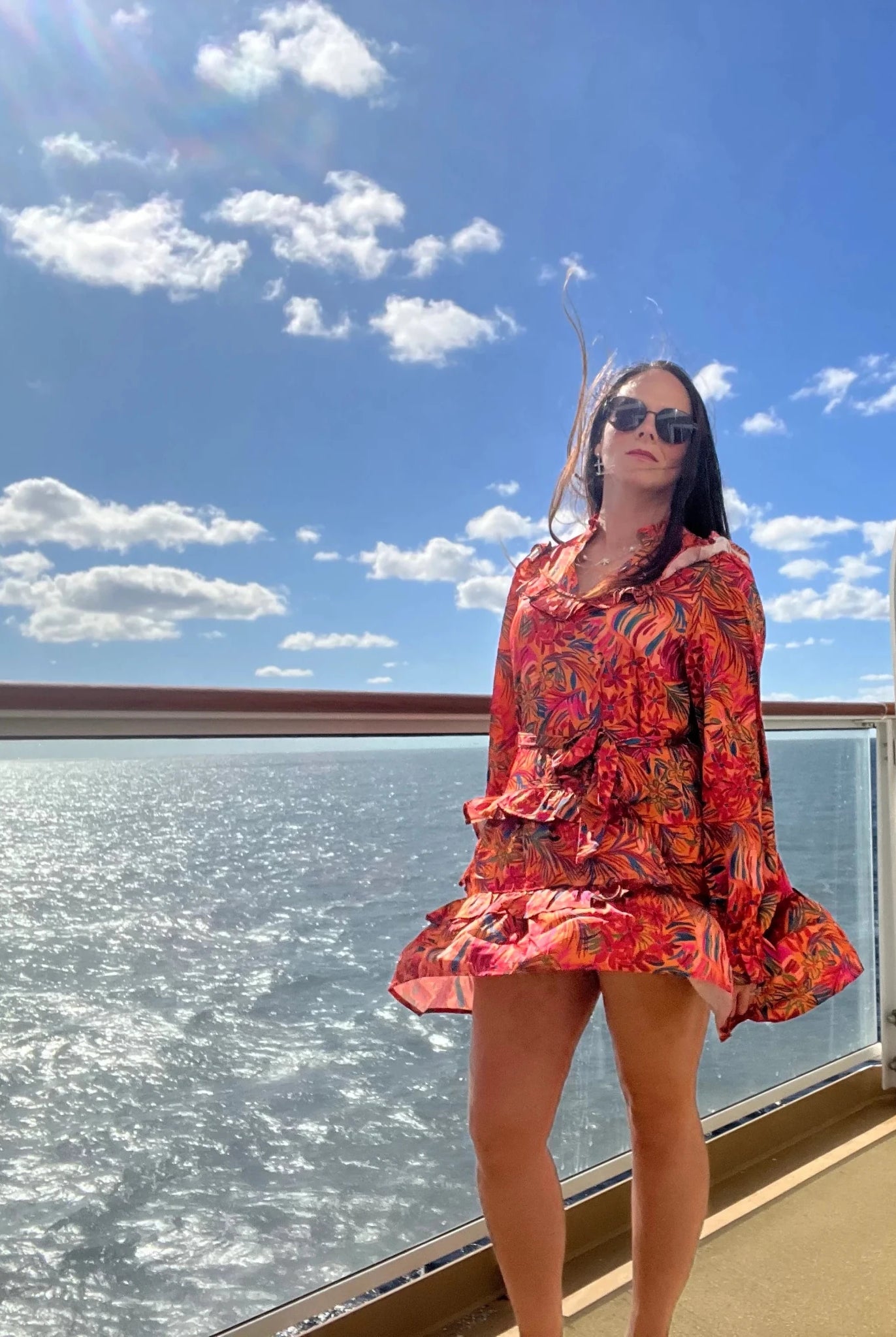 Fantastic Fawn Floral Satin Ruffle Mini Dress - Bella Blossom Boutique