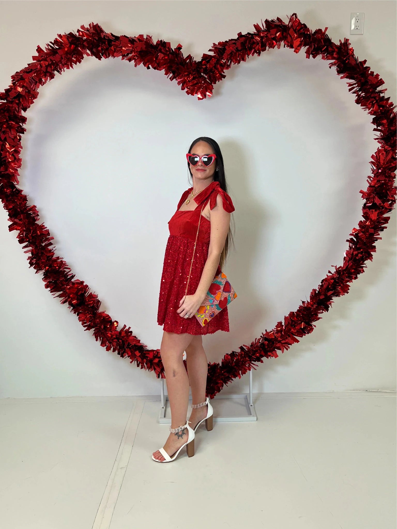 Glittering Red Velvet Sequin Babydoll Party Dress - Bella Blossom Boutique