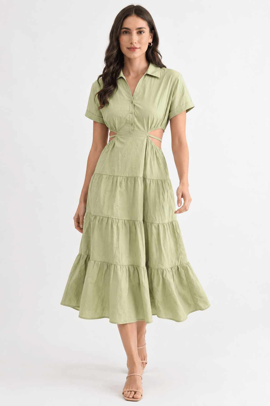 Green Neutral Midi Dress - Bella Blossom Boutique