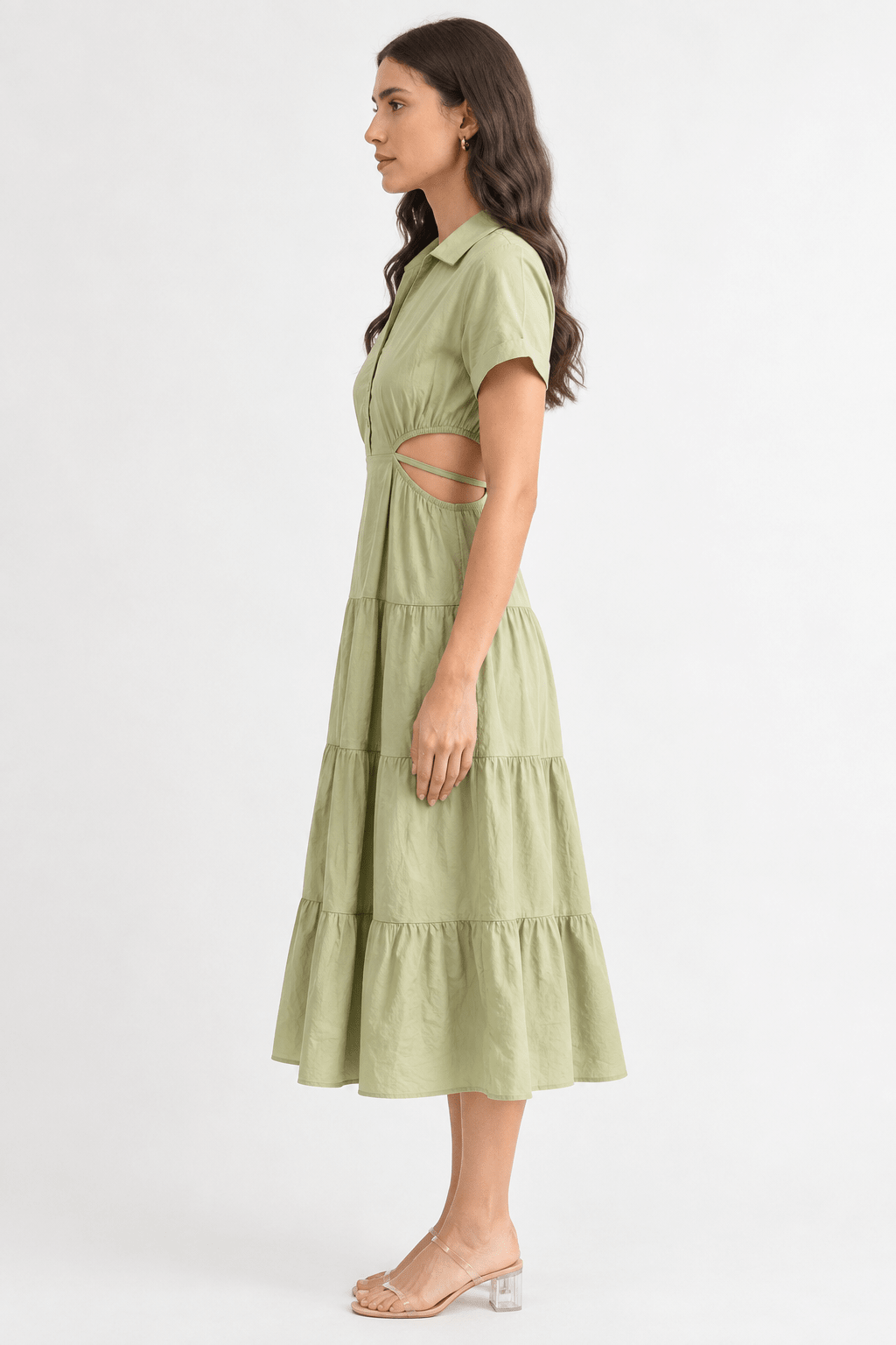 Green Neutral Midi Dress - Bella Blossom Boutique