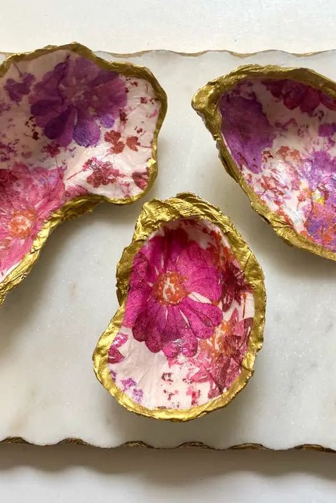 Hand - Painted Coastal Oyster Shell Jewelry & Trinket Dish - Bella Blossom Boutique