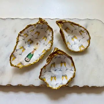 Hand - Painted Coastal Oyster Shell Jewelry & Trinket Dish - Bella Blossom Boutique