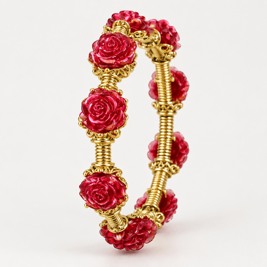 Handcrafted Red Rose Bangle - Bella Blossom Boutique