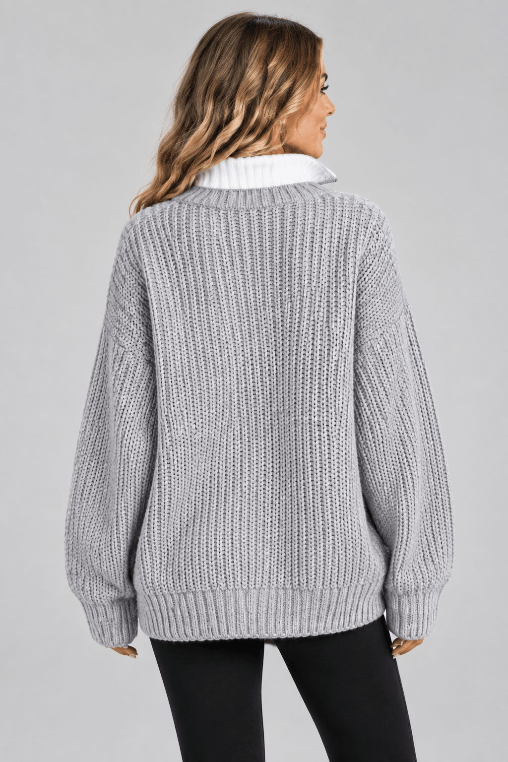 Haven Oversized Quarter-Zip Chunky Knit Sweater - Bella Blossom Boutique
