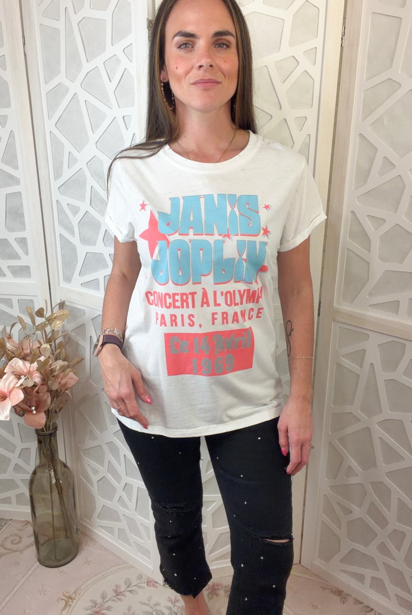 Janis Joplin Vintage 1969 Concert Graphic Tee – Retro Rock & Roll Style - Bella Blossom Boutique