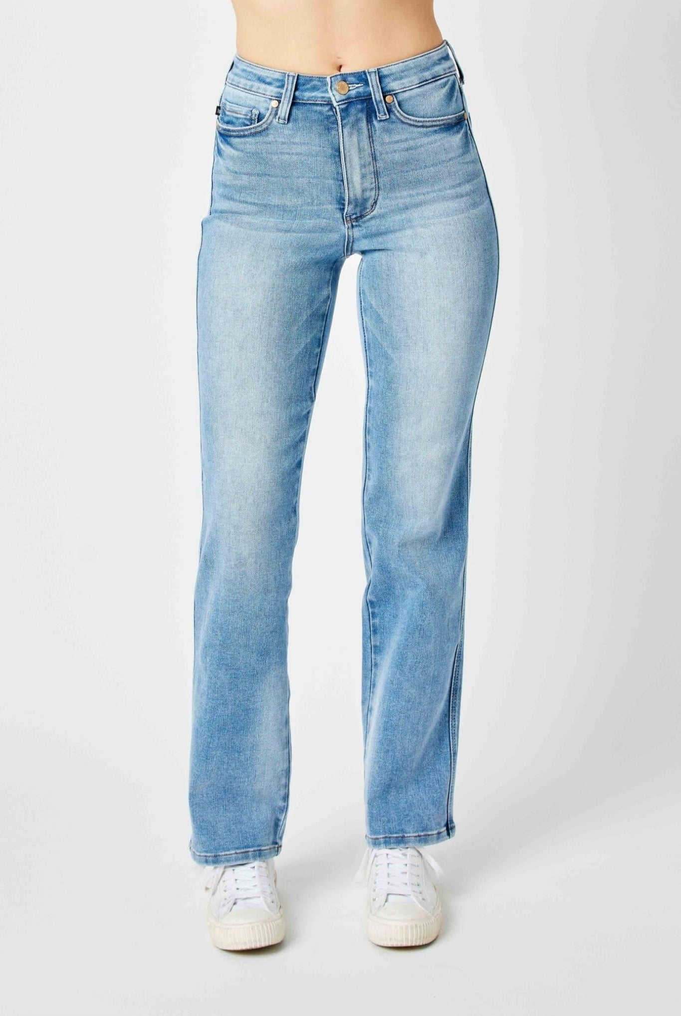 Judy Blue Tummy Control Straight Leg Jeans - Light Wash Confidence - Bella Blossom Boutique