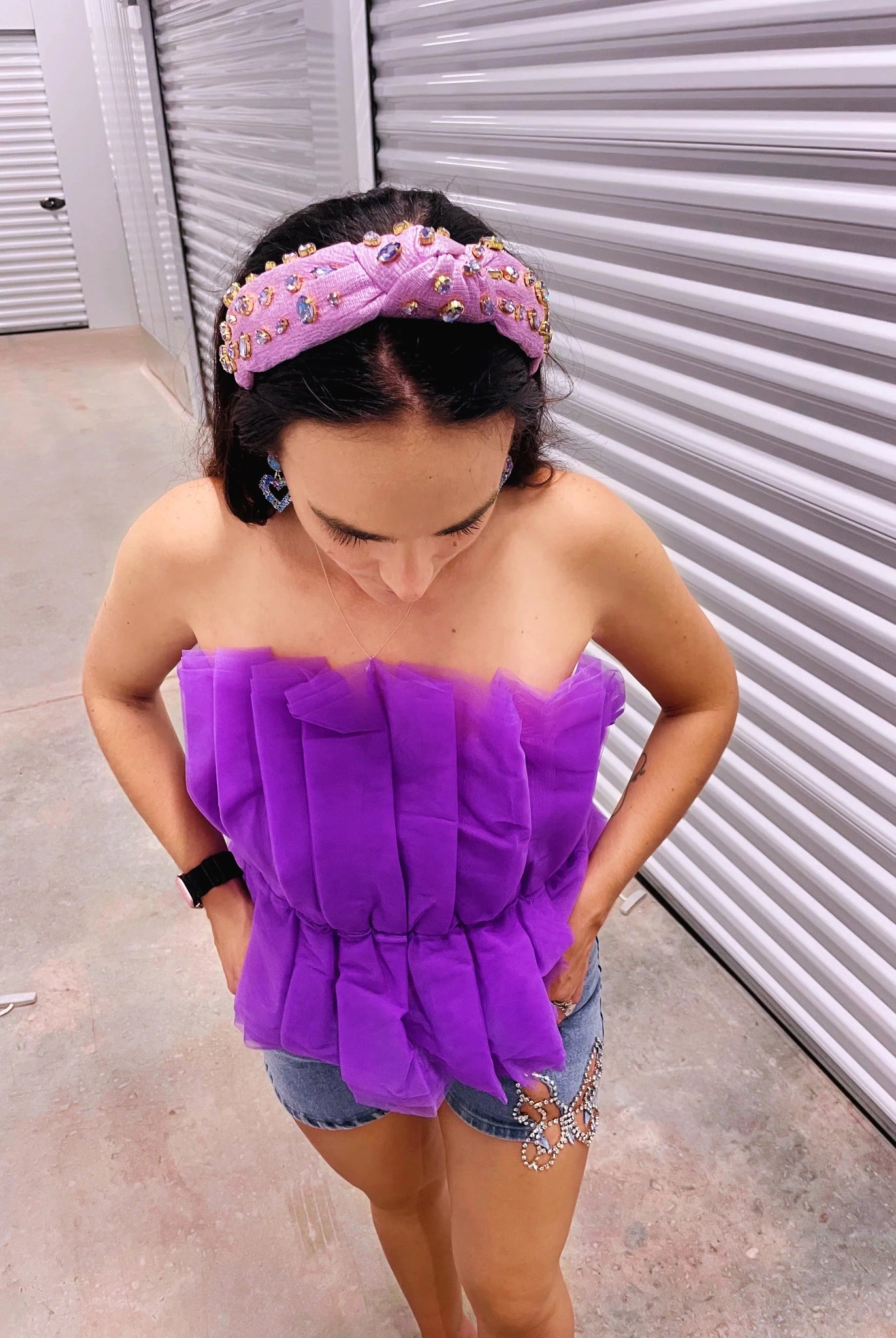 Lavender Sparkle Jeweled Knotted Headband – Premium Rhinestone Hair Accessory - Bella Blossom Boutique