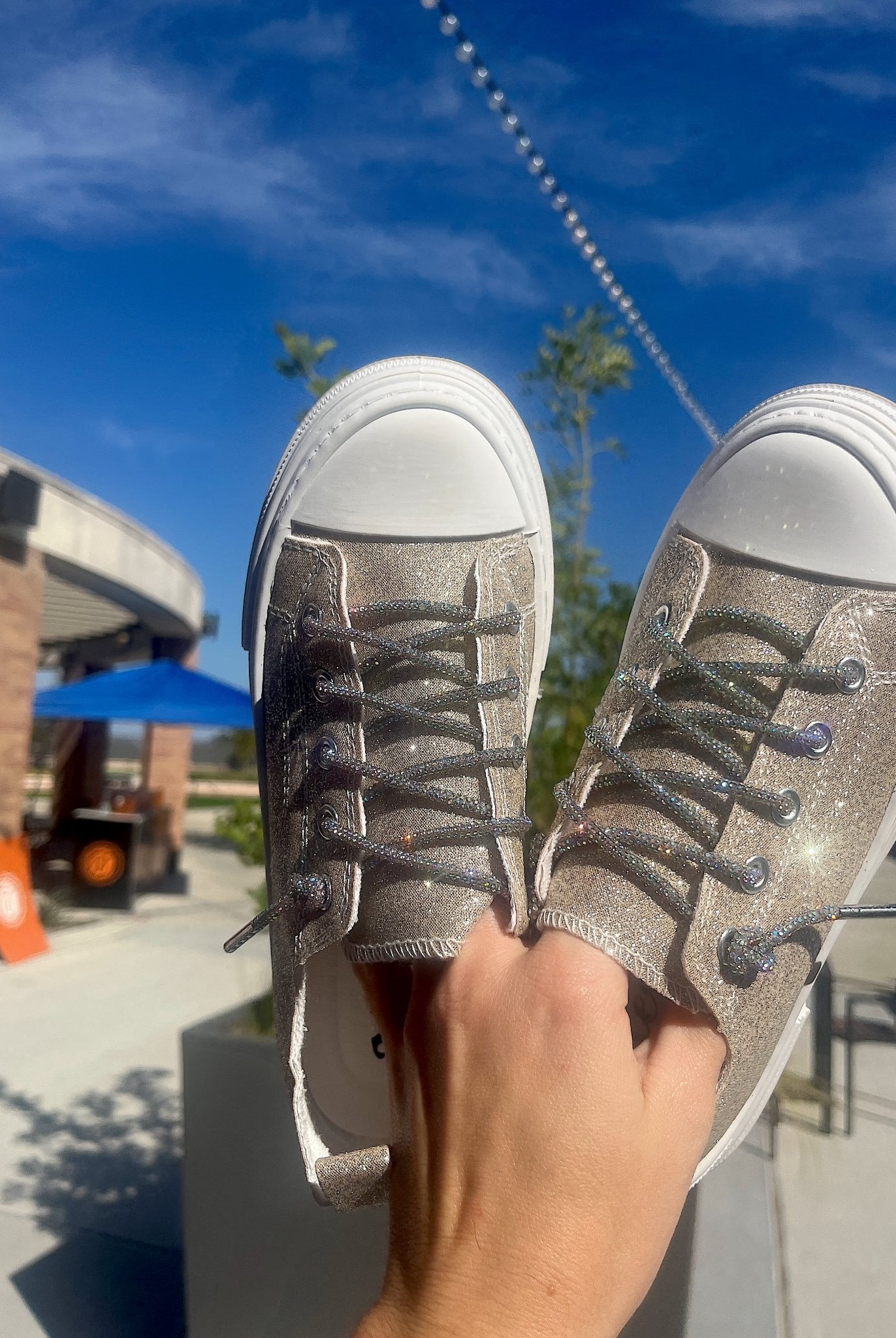 Luxe Gold Rhinestone Bling Sneakers – Ultra - Comfort Shimmer Low - Tops - Bella Blossom Boutique