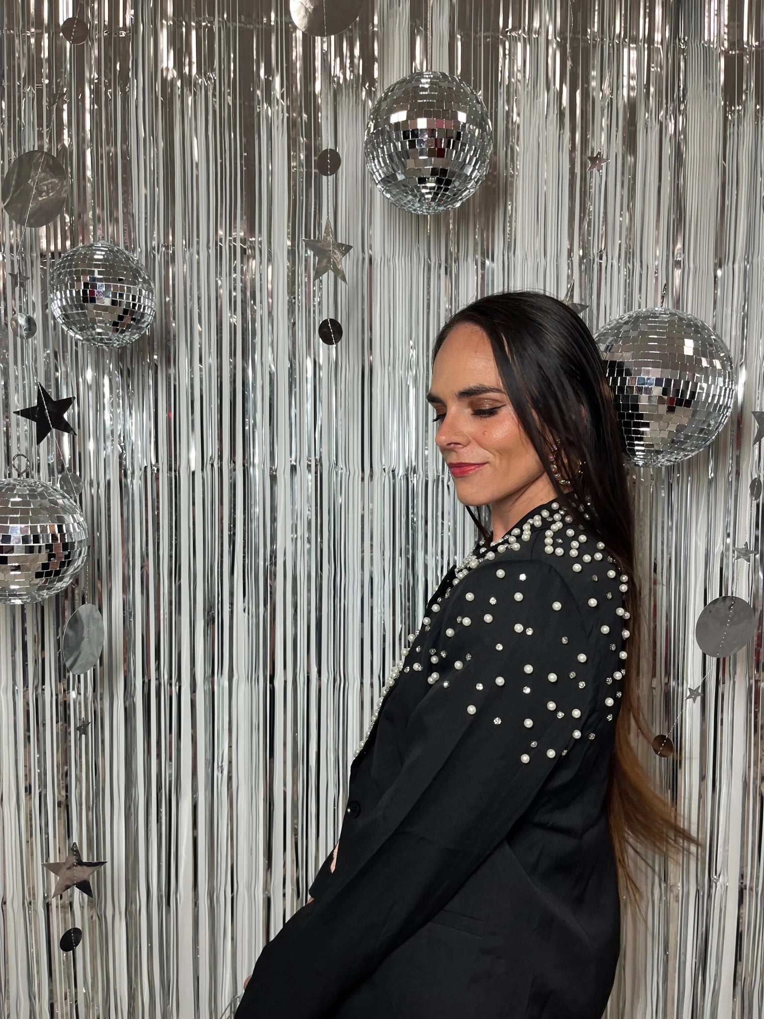 Luxe Rhinestone & Pearl Embellished Statement Blazer - Bella Blossom Boutique