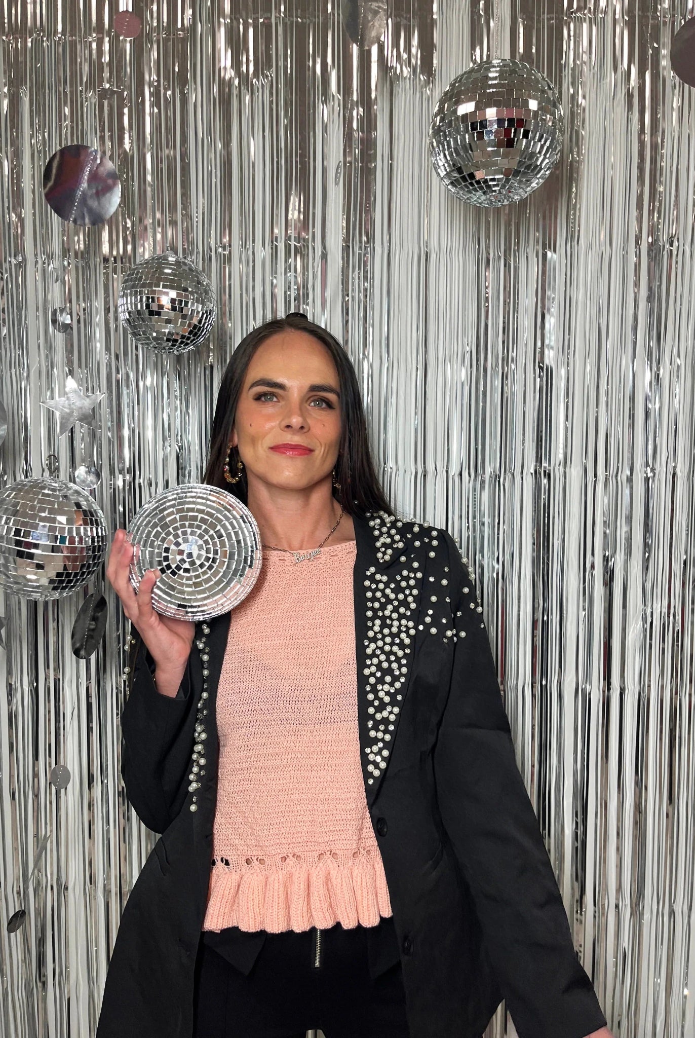 Luxe Rhinestone & Pearl Embellished Statement Blazer - Bella Blossom Boutique